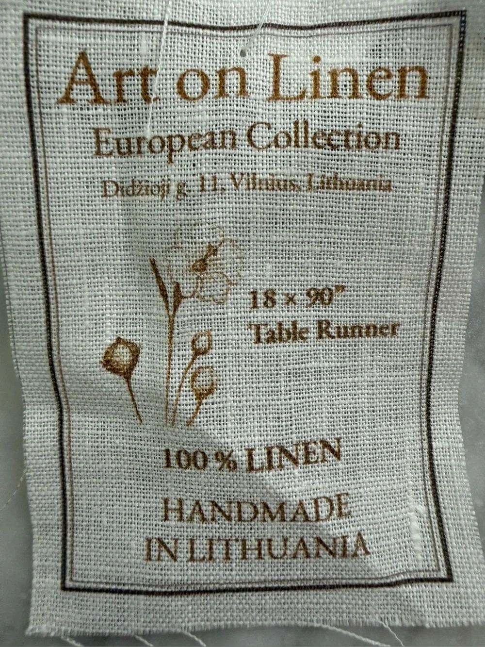 Art on Linen 18” x 90” Handmade in Lithuania Olive BranchTable Runner NWT